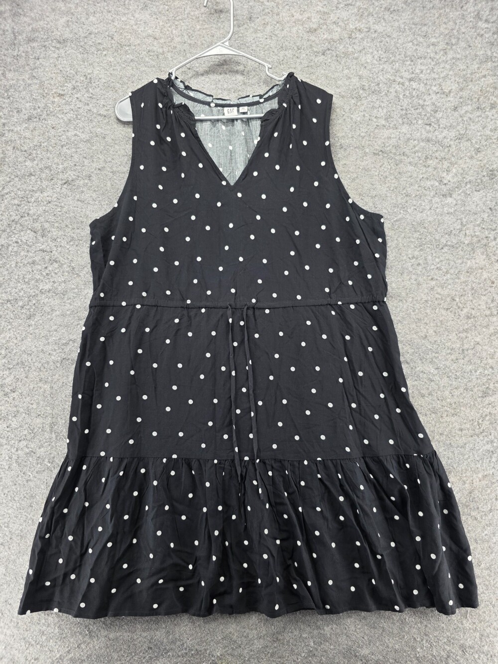 GAP Dress Womens XXL Sleeveless V Neck Black Polka Dot